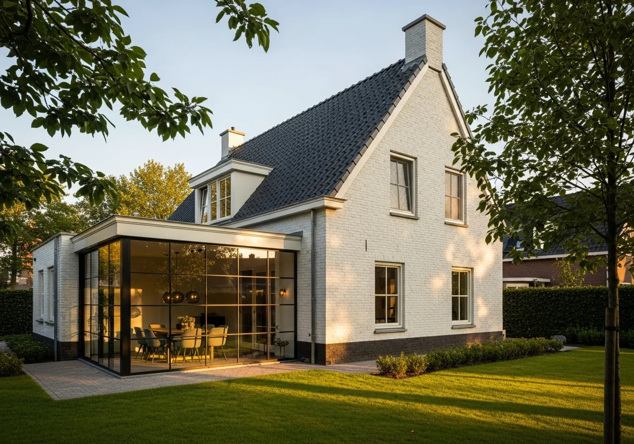 Voorbeeld van een aangebouwde serre